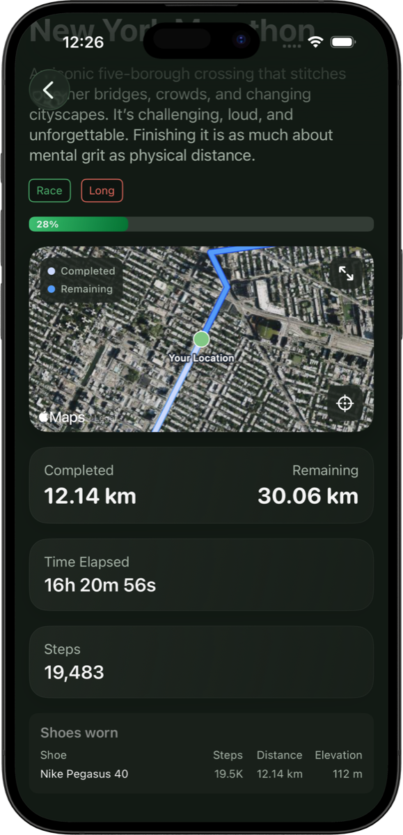Apple Health step sync in Trekka, second screen.